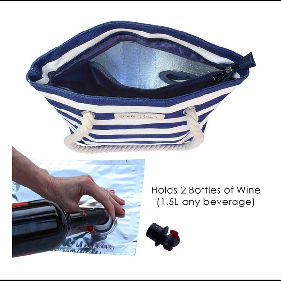 NWT. Porto Vino wine hotel bag. Blue and white stripes. New with tags - Picture 3 of 4